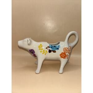 Pioneer Woman Cow Creamer Floral Stoneware Discontinued Farmhouse
